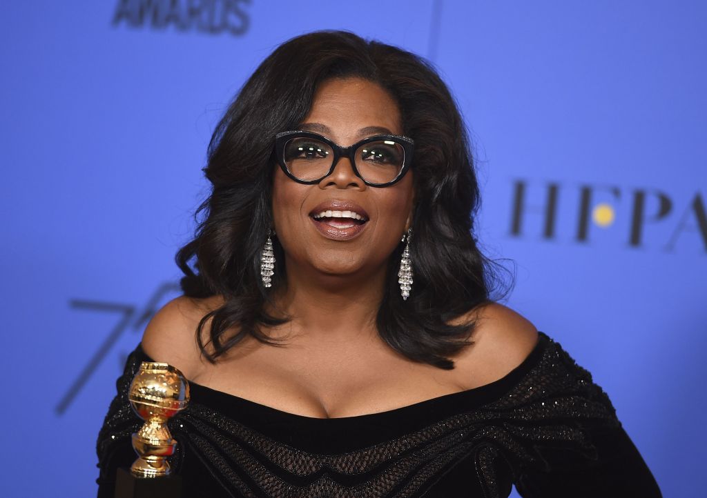 Oprah Winfrey poses in the press room with the Cecil B. De Mille Award at the 75th annual Golden Globe Awards at the Beverly Hilton Hotel in Beverly Hills Calif75th Annual Golden Globe Awards- Press Room Beverly Hills USA- 07 Jan 2018