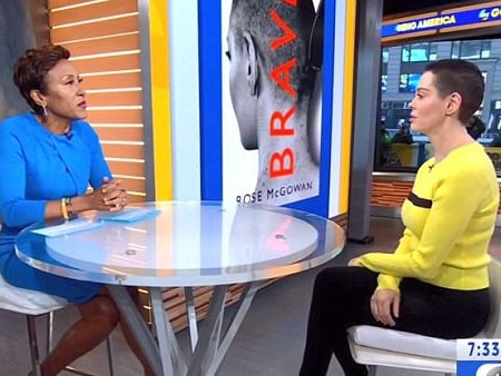 Rose Mc Gowan talks to Good Morning America's Robin Roberts