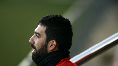 FC Barcelona's Arda Turan takes part in a training session at the Sports Center FC Barcelona Joan Gamper in Sant Joan Despi Spain. Barcelona says Arda Turan will play on loan with Turkish club Istanbul