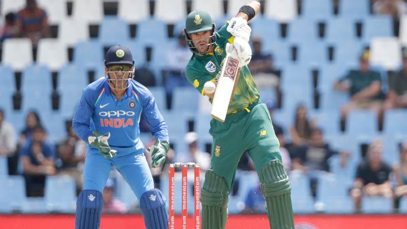 Aiden Markram plays a shot during the second ODI against India at Centurion.  AFP