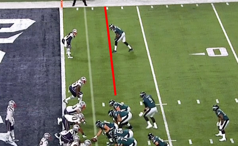 Alshon Jeffery checks with the down judge before the snap