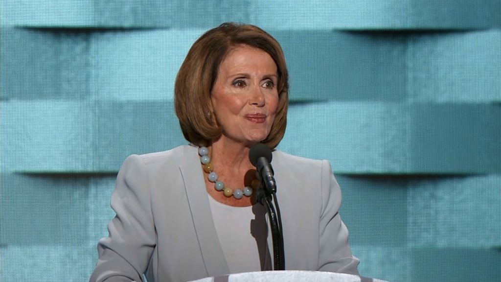 House Democratic Leader Nancy Pelosi addresses the Democratic National Convention in Philadelphia