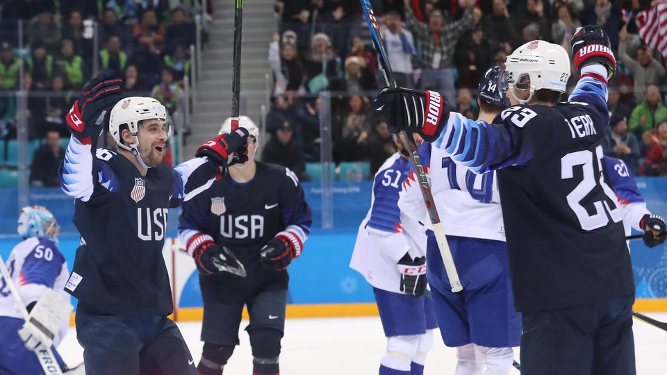 Olympics Ice Hockey Men Team Qualification Match for Quarterfinal- USA-SVK