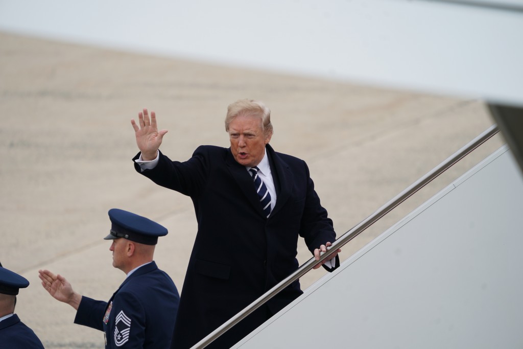 President Donald Trump boards Air Force One at Andrews Air Force Base Md. Thursday Feb. 1 2018. Trump is traveling to speak at the House and Sena