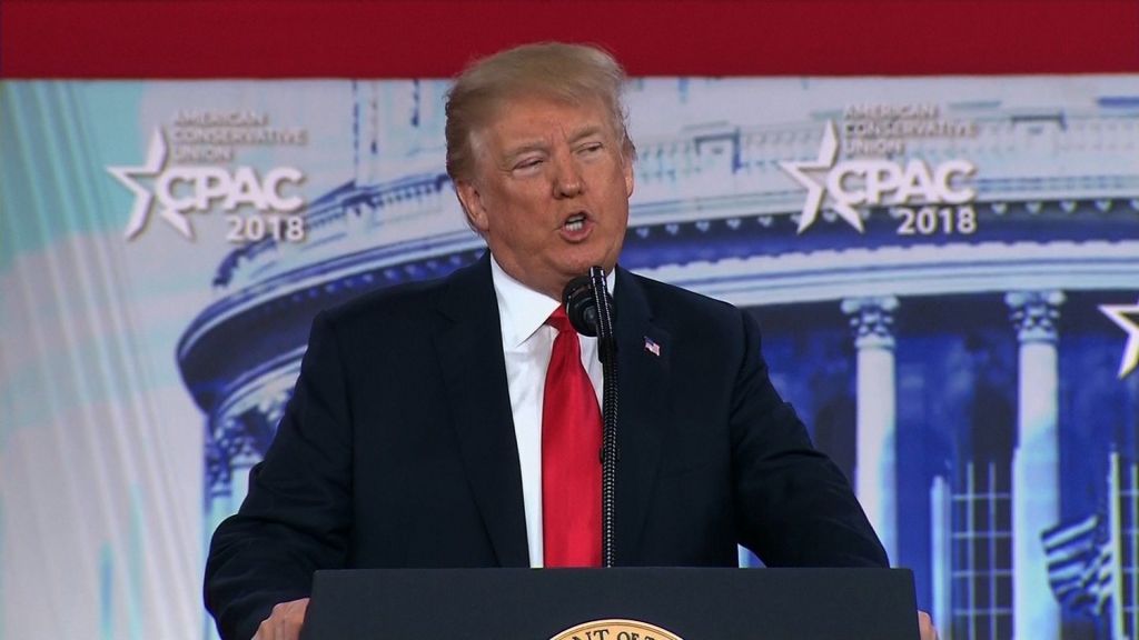 President Trump speaks at the Conservative Political Action Conference in Oxon Hill Maryland