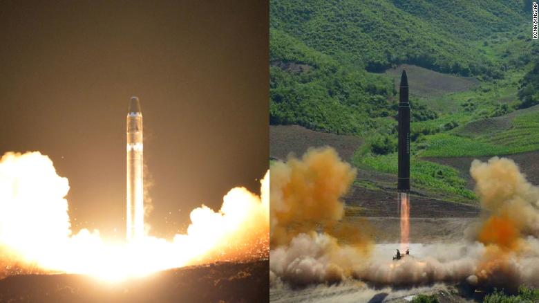 The Hwasong-15 left and Hwasong-14 right