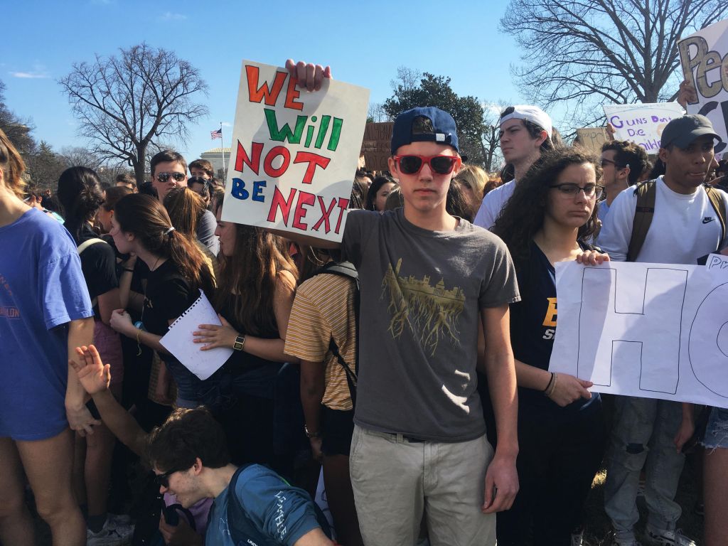 Hundreds of students in the D.C. metro area marched to the Capitol and the White House Wednesday demanding an end to school violence