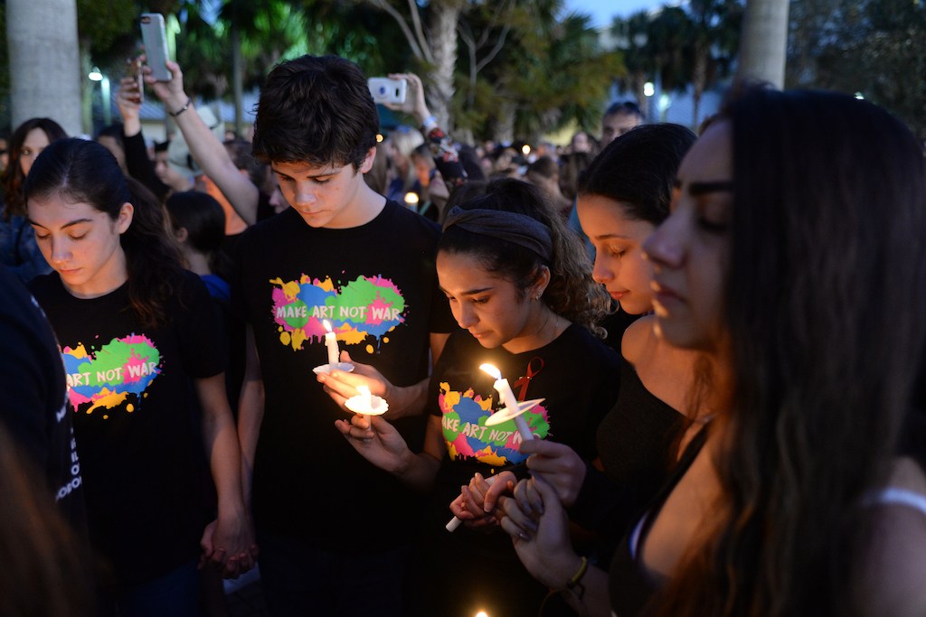 Candlelight memorial service for the victims of the shooting at Marjory Stoneman Douglas High School in Parkland Florida