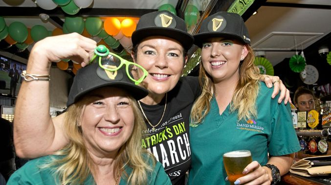 GO GREEN Celebrating St Patrick's Day at the Irish Club Hotel are Karyn Iseppi Katrina Archer and Meghan Sutton