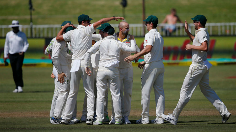 Nathan Lyon claimed two wickets in his first over