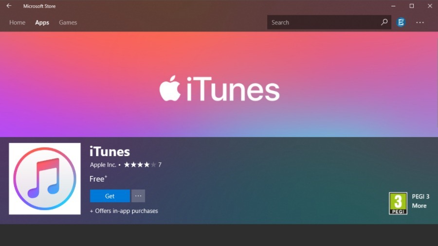 Apple iTunes Microsoft Store Windows 10