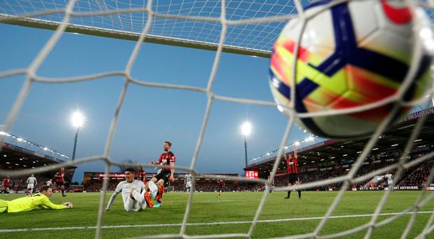 Chris Smalling opens the scoring for Manchester United against Bournemouth last night