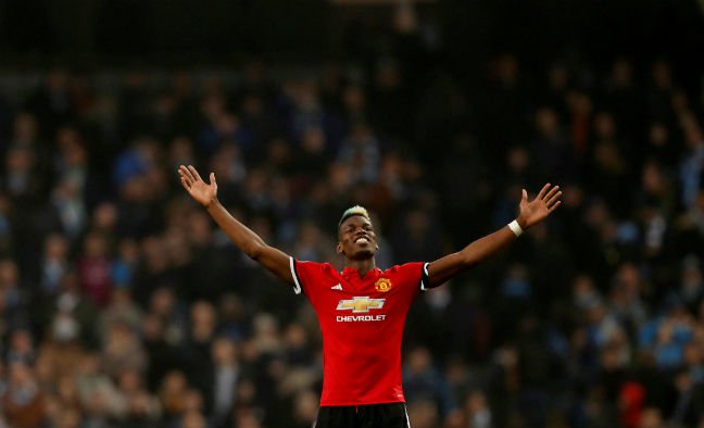 Manchester United’s Paul Pogba celebrates after the match