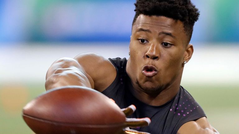 Penn State running back Saquon Barkley participates