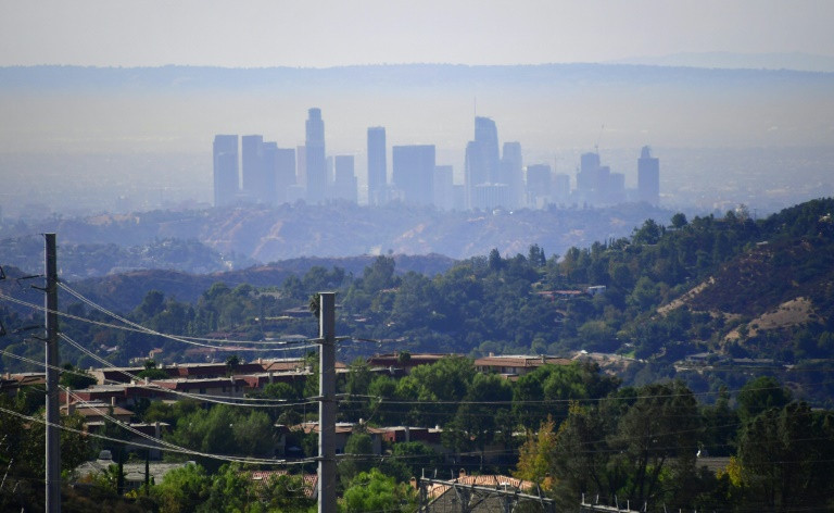 Smog hangs over Los Angeles which a study found was the US city with the worst ozone pollution