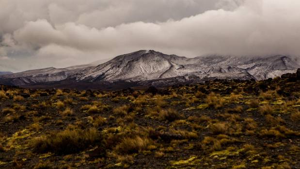 Tongariro National Park has received snow in April thanks to a early winter storm