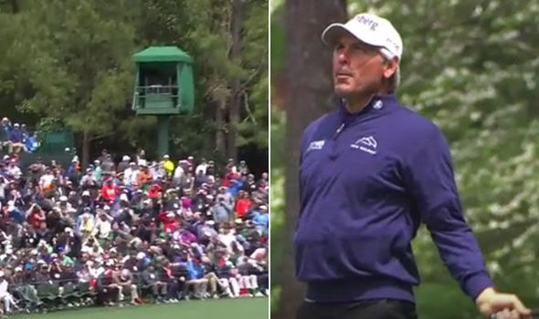 TWITTERFred Couples sent a shot into the crowd which struck a patron on the head