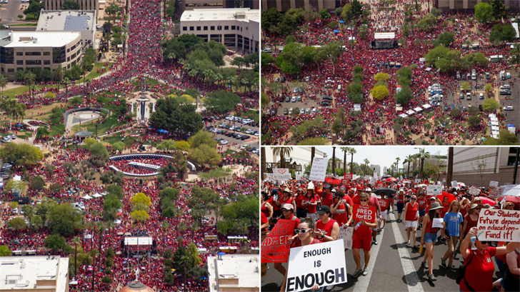 Tens of thousands march in the Red for Ed march