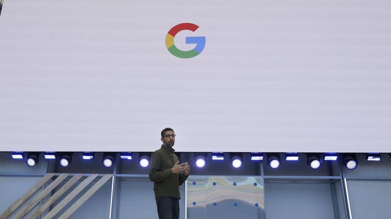 Google CEO Sundar Pichai talks about Google Assistant during a product event in San Francisco. Google is likely to again put artificial intelligence in the spotlight at its annual developers conference