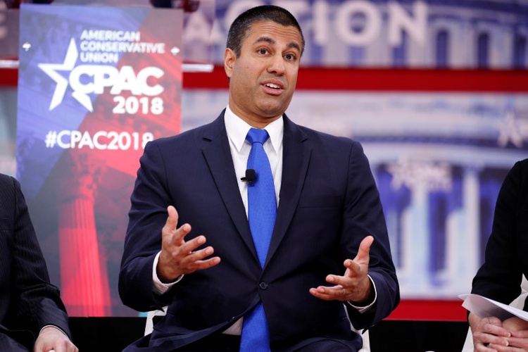 Chairman of the Federal Communications Commission Ajit Pai speaks at the Conservative Political Action Conference at National Harbor