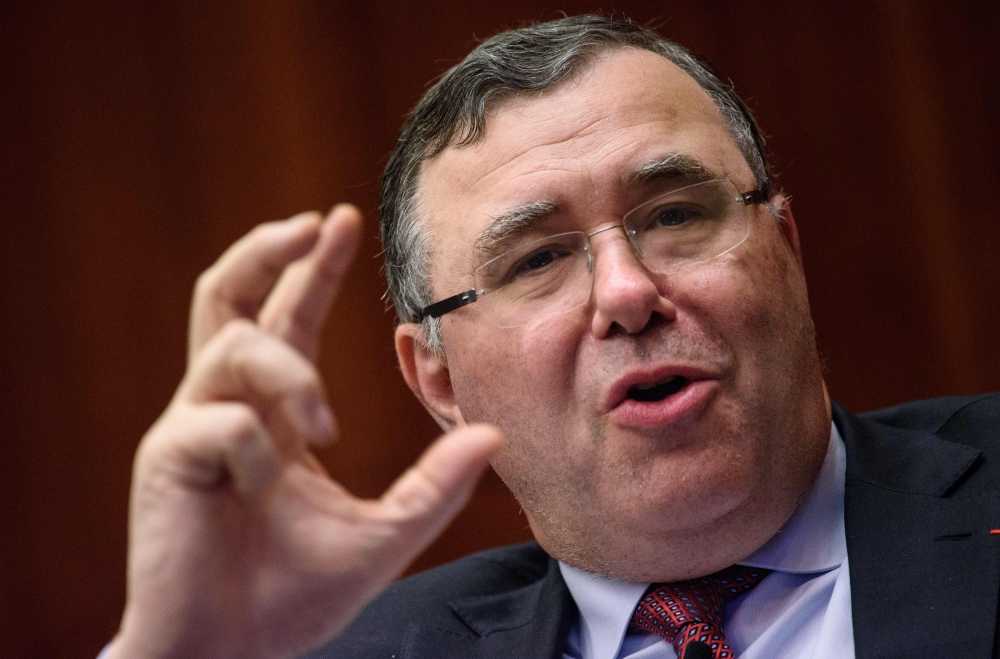 Total CEO Patrick Pouyanné speaks at the Center for Strategic & International Studies in Washington DC on Thursday. —AFP