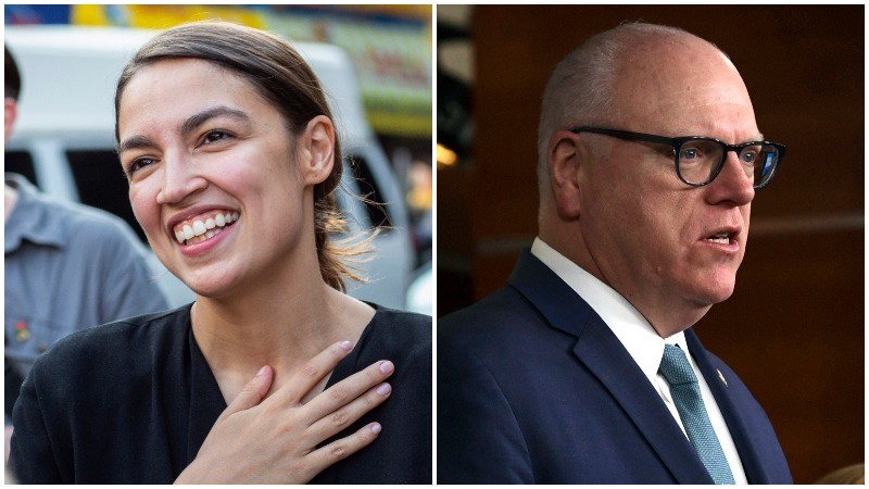 Alexandria Ocasio-Cortez left and U.S. Rep Joseph Crowley D-N.Y