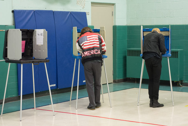 Voters cast their ballots at Horace Mann Elementary School in Iowa City on Tuesday Nov. 8 2016