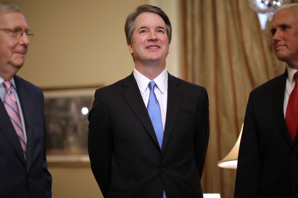 Senate Majority Leader Mitch Mc Connell, Supreme Court nominee Brett Kavanaugh and Vice President Pence met on Capitol Hill Tuesday ahead of meetings with Republican senators. Democrats vow to challenge Kavanaugh's nomination in upcoming