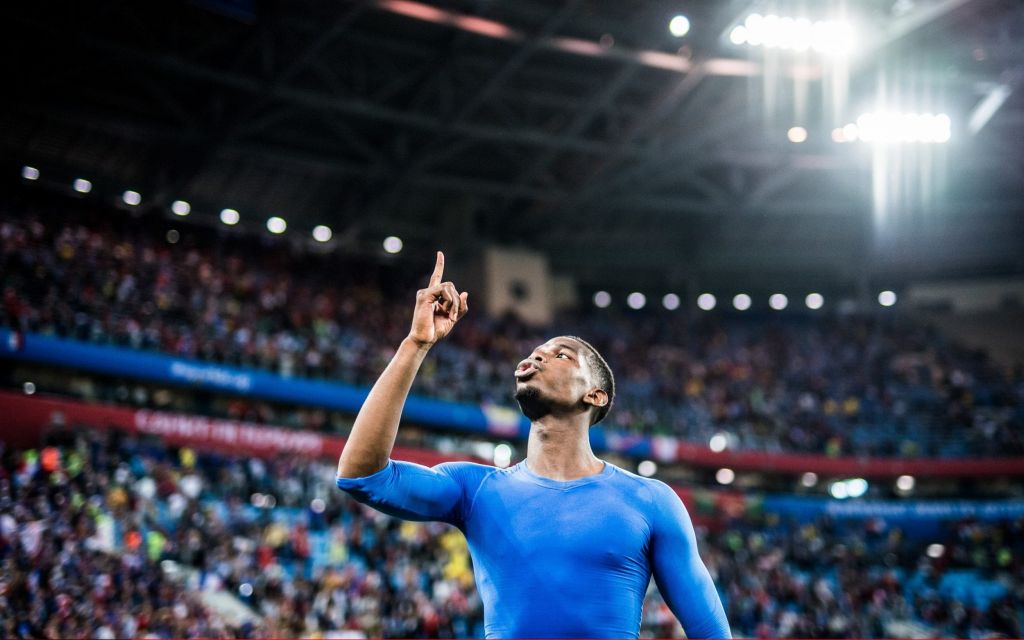 Paul Pogba of France celebrates after the 2018 FIFA World Cup Russia Semi Final match between Belgium and France