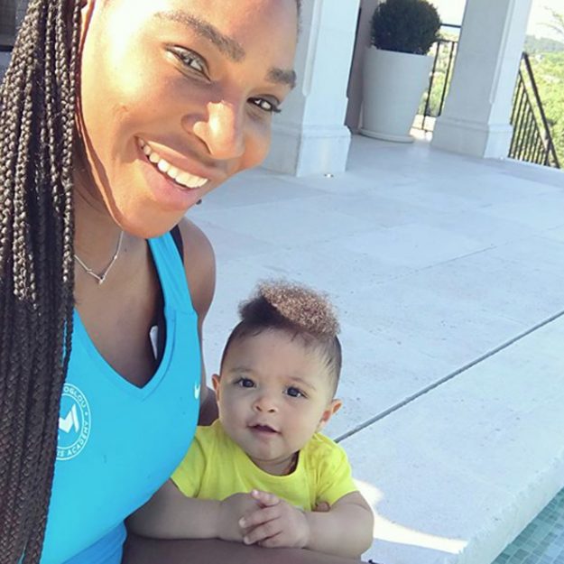 Serena Williams with her baby girl Alexis Jr