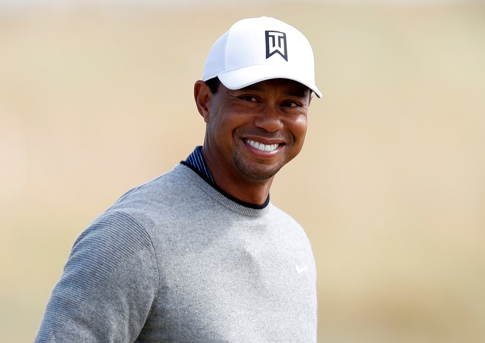 Tiger Woods during practice at the Open Championship at Carnoustie