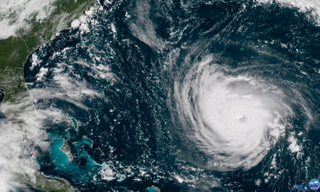 A satellite image showing Hurricane Florence in the Atlantic Ocean this week