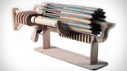 Eco friendly machine gun made up of wood and rubber