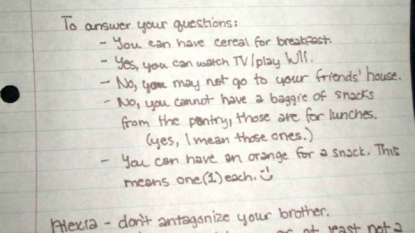 Parents written a hilarious notes to their children that says ‘do not wake us up’