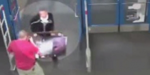 Thief stole a TV and ran away using his skateboard, captured on CCTV