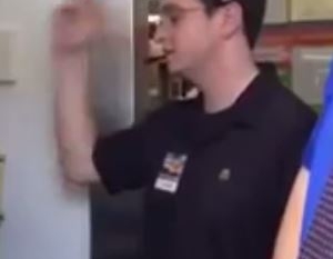 McDonald worker mimics as the automated answering machine