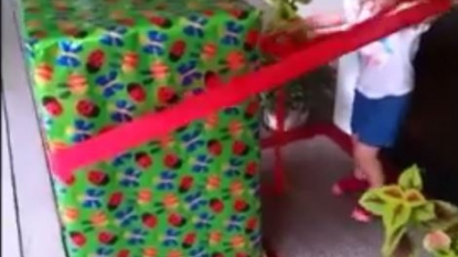 Dad wrapped himself in a box for her daughter’s third birthday