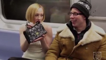 Woman started eating her designer handbag in train