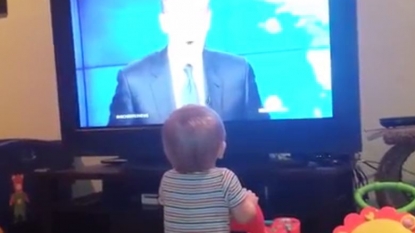 A ten month old kid bursts in tears when he see a certain news-anchor