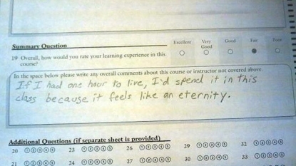 Epic response by a student in “teacher evaluation form”