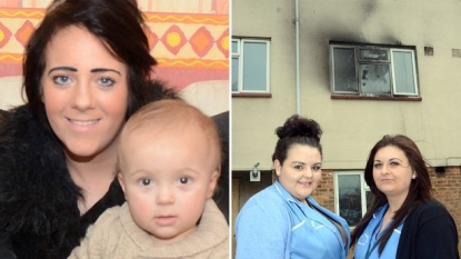 Mother threw her one year old baby from the first floor to save his life