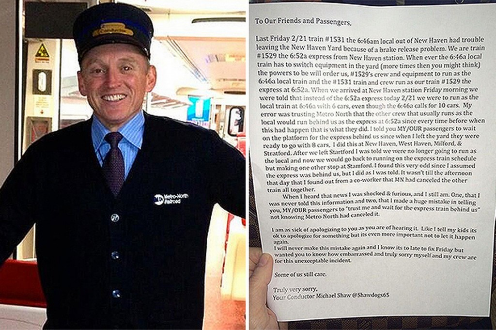 Train conductor wrote apology letter to 500 passengers for wrong announcement