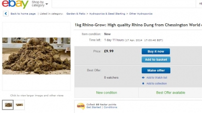 A kg of fresh and high quality rhino dung has been listed on eBay