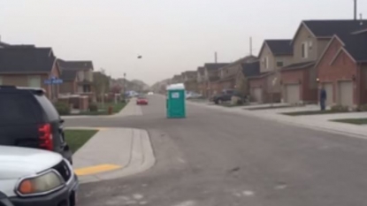 Portable toilet spotted running on the streets of Utah