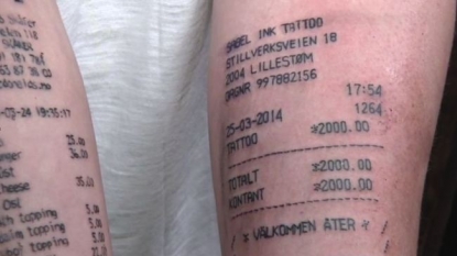 Teenage tattooed the McDonald’s receipt on his arms