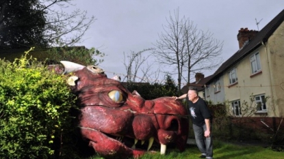 Wife ordered to sell the 65ft dragon who was living in garden since few years