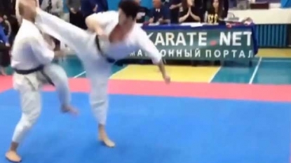 Shocking karate match that ended in just three seconds after being started