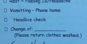 Kid sent home with an excuse “nacho in eye” from school