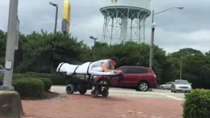 McDonald’s food lover patient went to get meal on stretcher