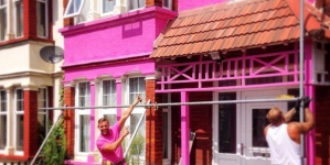 Prankster painted the house of his one mate in pink and yellow spot just to take revenge